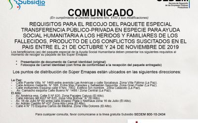 REQUISITOS PARA EL RECOJO DEL PAQUETE ESPECIAL TRANSFERENCIA PÚBLICO-PRIVADA EN ESPECIE PARA AYUDA SOCIAL HUMANITARIA